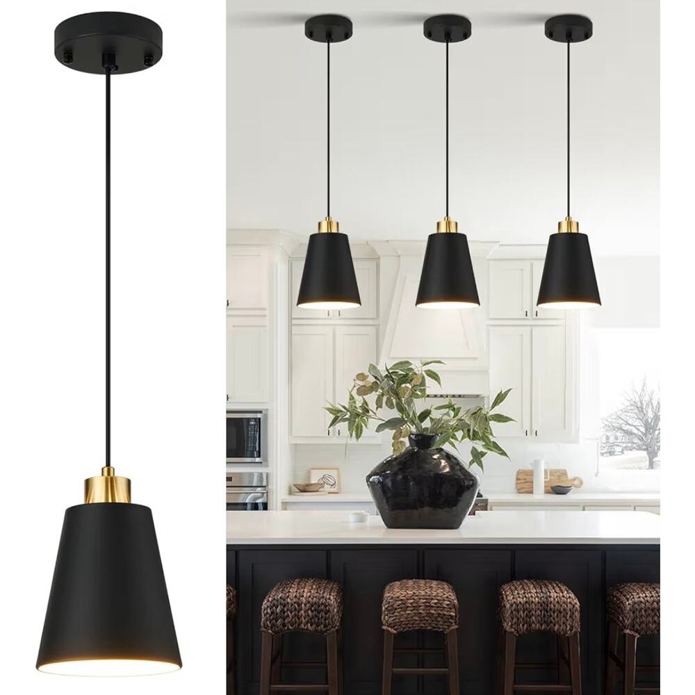 Lamknvs Matte Black Mini Pendant Light 7.87in, 63" Adjustable Cord 1 PCS (C133)